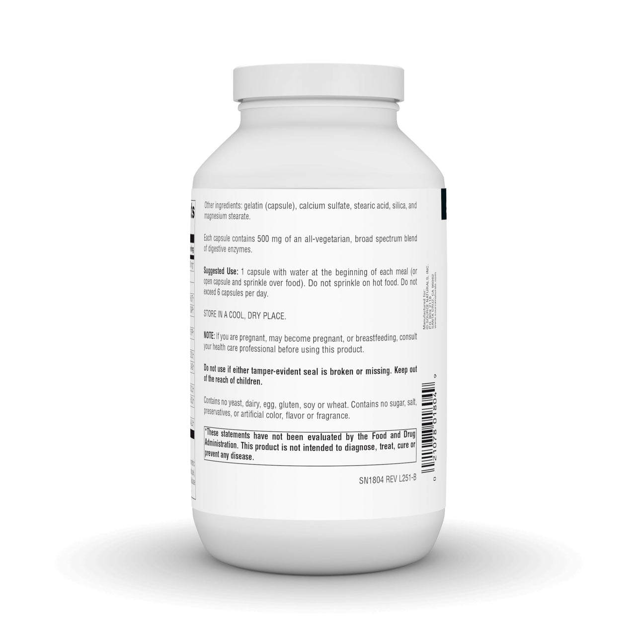 Source Naturals Essential Enzymes 500mg, Bio-Aligned Multiple Enzyme Supplement Herbal Defense for Digestion, Gas, Constipation & Bloating Relief - Digestive Aid* - 360 Capsules, 360 Servings