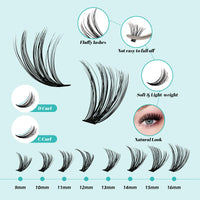 Thumbnail for AMZGIRL LASH Clusters Kit 320Pcs, DIY Individual Extensions with Lash Bond and Seal, Remover For False Eyelashes, Applicator Tool Kit At Home(3040D,D-Mix9-16mm, Black