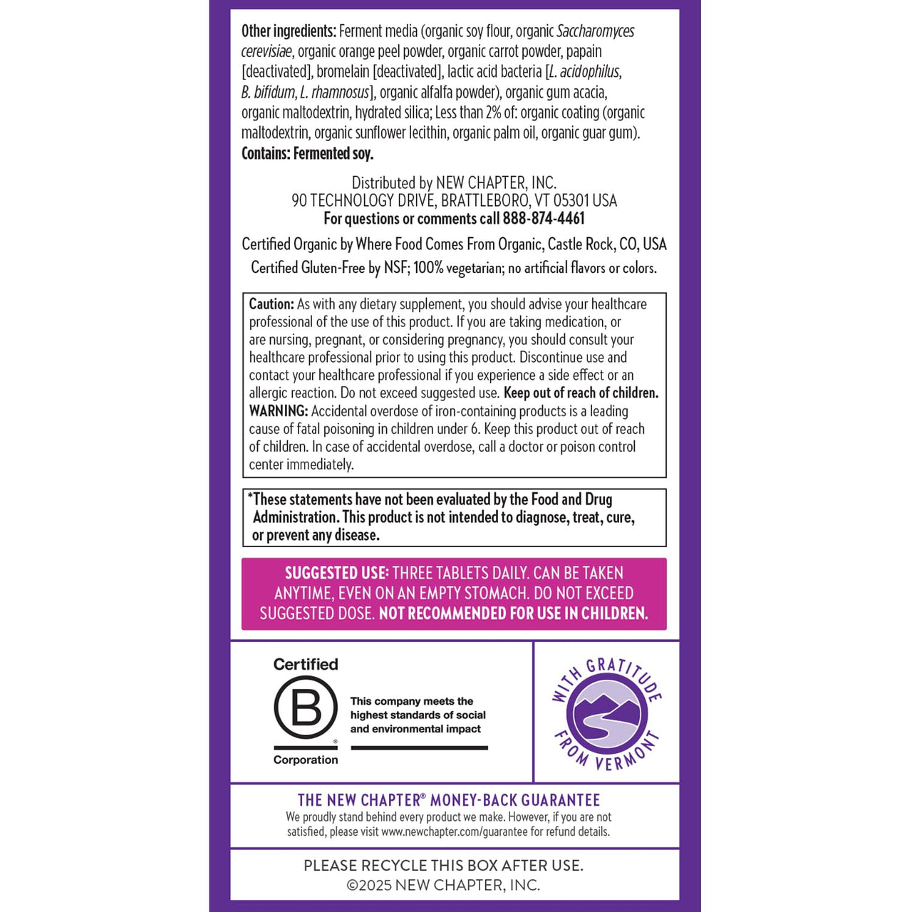 New Chapter, Postnatal Vitamins Lactation Supplement, Complete Multivitamin with Fermented Vitamin D3 + B Vitamins, Made with Organic Vegetables & Herbs, Non-GMO Ingredients, 96 Count