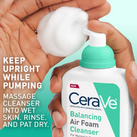 Thumbnail for CeraVe Balancing Air Foam Face Wash, Foaming Facial Cleanser For Combination Skin, 8HR Oil Control + 24HR Hydration, Fragrance-Free & Non-Comedogenic, With Glycolysine™ & 3 Essential Ceramides, 8oz