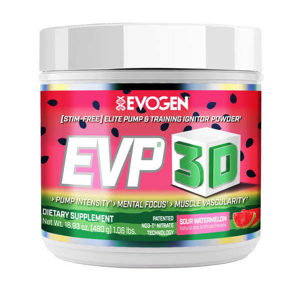 Evogen EVP 3D - Stim Free Pre Workout Powder for Men & Women | Sugar Free Non Stim Preworkout with Beta Alanine and Creatine for Energy & Pump | Sour Watermelon | 40 Servings