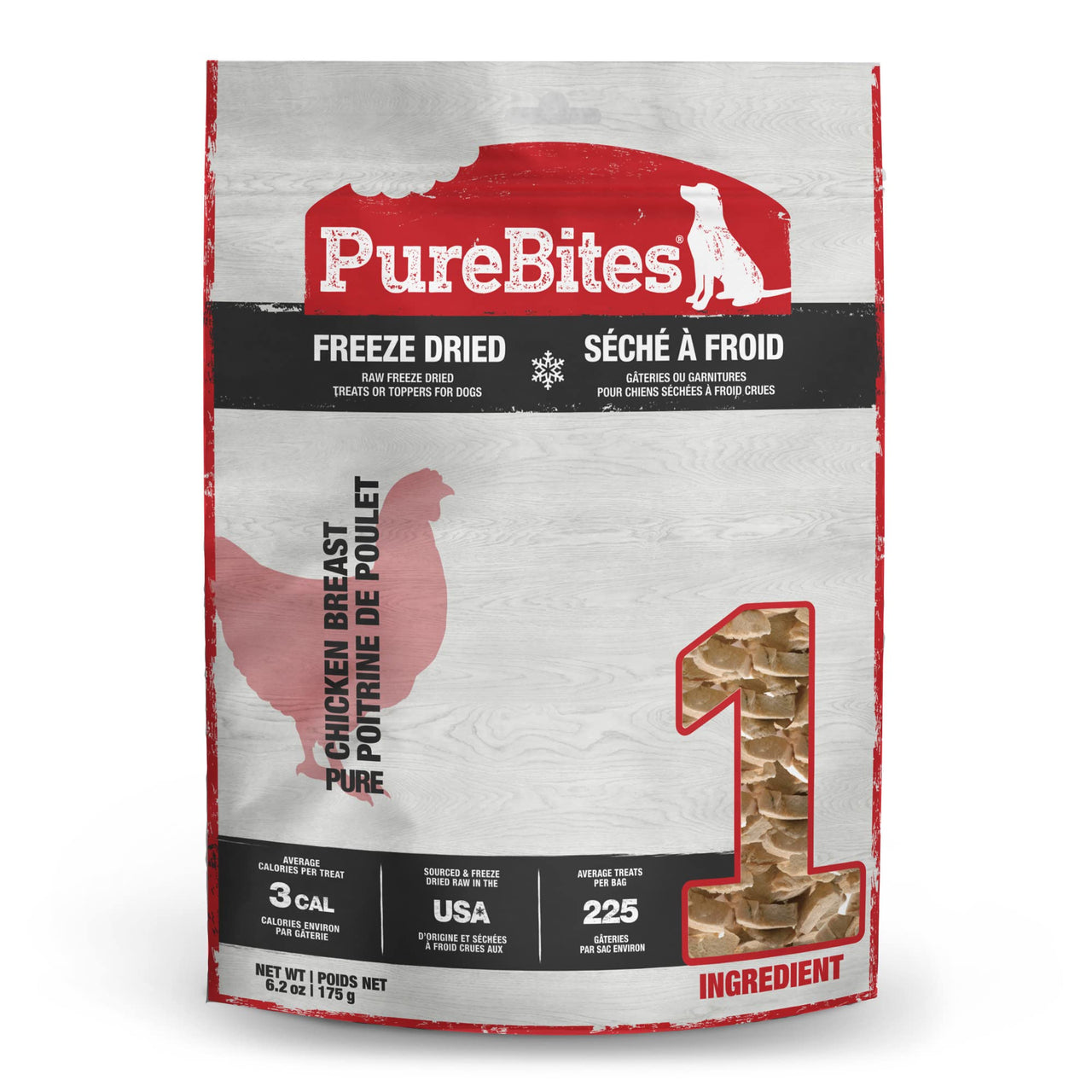 PureBites Chicken Breast Freeze Dried Dog Treats, 1 Ingredient, Made in USA, 6.2oz