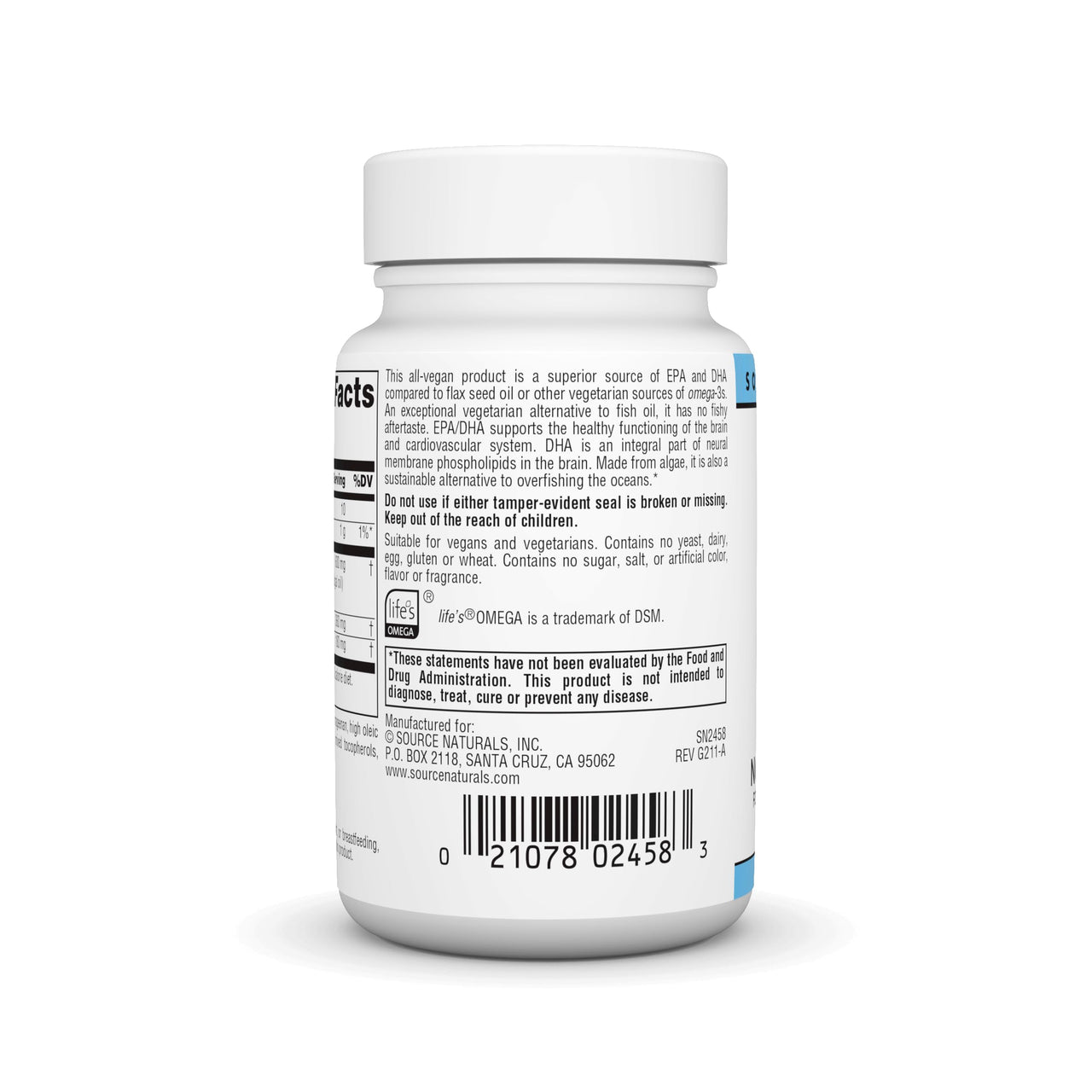 Source Naturals Vegan Omega-3s, Non-Fish EPA-DHA, for Heart and Brain Health Support* 300 mg - 30 Softgels