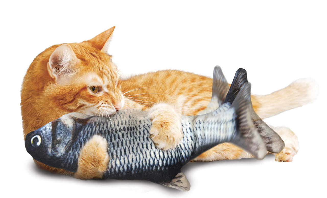 SPOT Flippin' Fish Interactive Cat Toy with Catnip for Indoor Cats & Kittens - Touch Activated, Flipping Tail, Rechargeable with USB, Hours of Fun - 11.5 inch