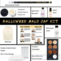 Thumbnail for Actabostte Halloween Bald Caps Costume Kit for Woman & Men - Realistic Latex Bald Cap with Adhesive Glue & Remover - Complete Makeup Set for Halloween, Zombie, Cosplay, Costume, SFX, Dress-Up Party