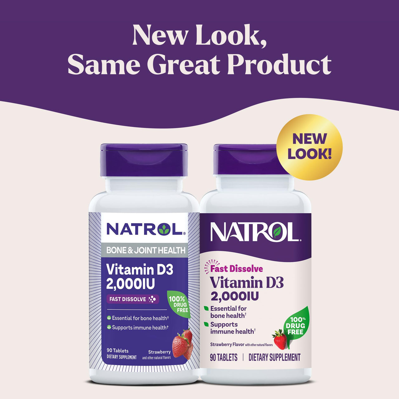 Natrol Fast Dissolve Vitamin D3 2,000 IU, Dietary Supplement for Bone and Joint Health, Bone Support Supplement, 90 Tablets, 90 Day Supply
