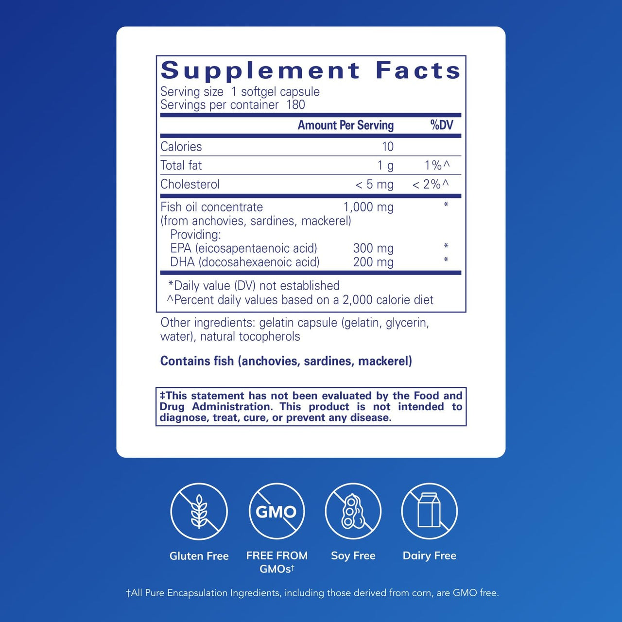 Pure Encapsulations EPA/DHA Essentials - Fish Oil Concentrate Supplement to Support Cardiovascular Health* - Premium EPA & DHA Supplement with Omega 3-180 Softgel Capsules