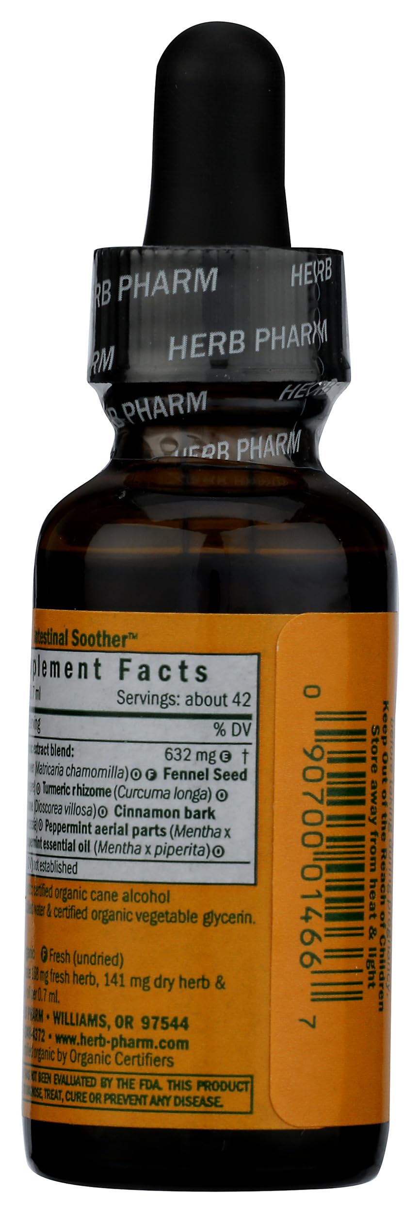 Herb Pharm Certified Organic Intestinal Soother Liquid Herbal Formula with Turmeric Extract - 1 Ounce (FIS01)