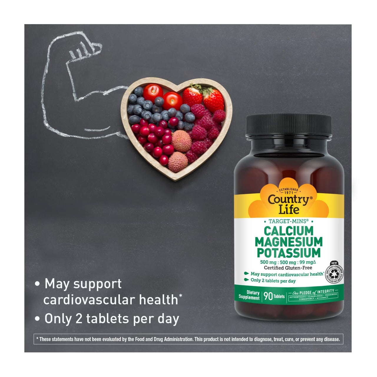 Country Life Target Mins - Calcium Magnesium Potassium, 500mg/500mg/99mg per 2 Tablets - 90 Tablets