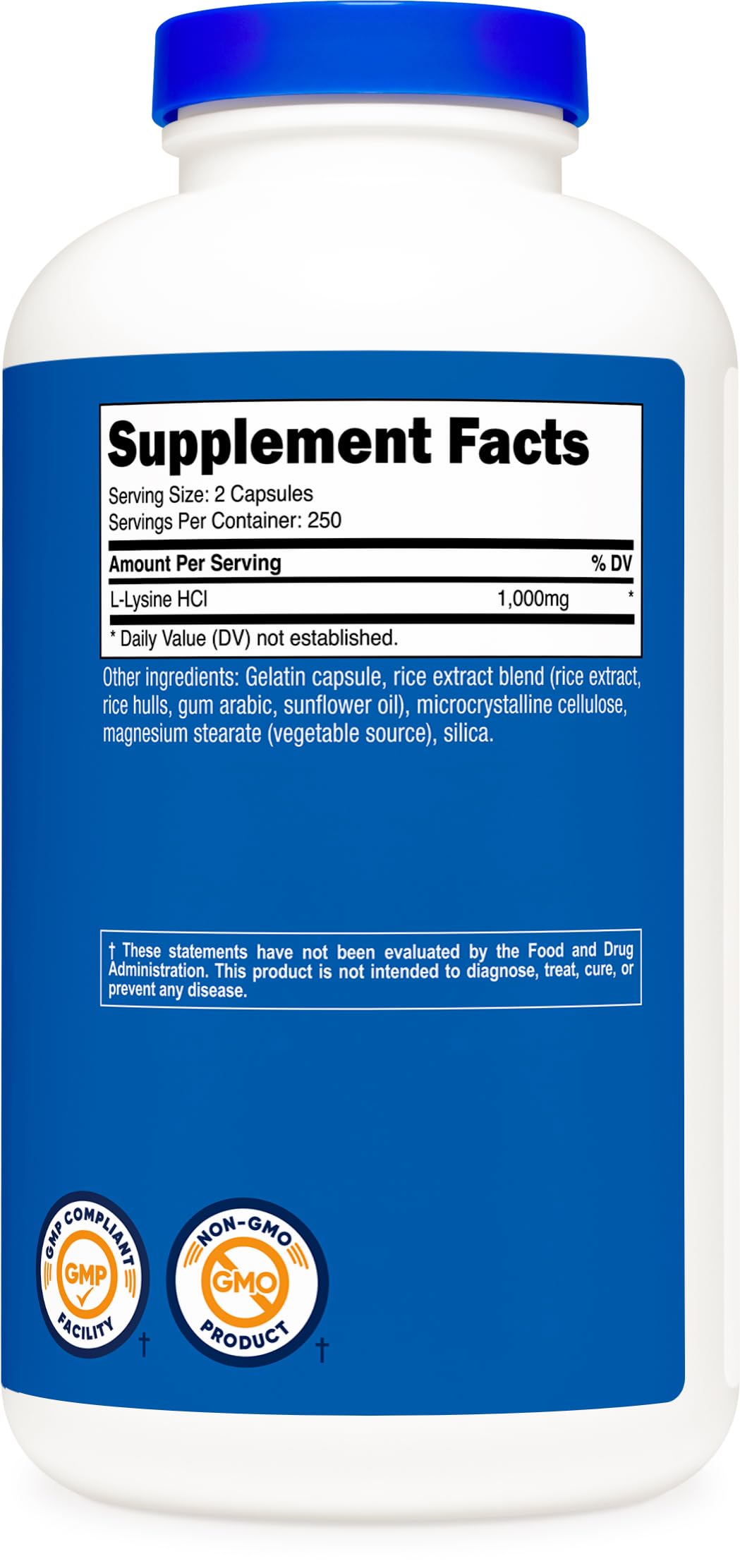 Nutricost L-Lysine 1000mg Per Serving, 250 Servings, 500 Capsules - Gluten Free, Non-GMO, 500mg Per Capsule