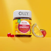 Thumbnail for OLLY Extra Strength Daily Energy Gummy, Caffeine Free, 1000mcg Vitamin B12, CoQ10, Goji Berry, Adult Chewable Supplement, Berry Yuzu Flavor - 60 Count
