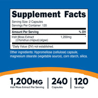 Thumbnail for Nutricost Irish Sea Moss Extract Capsules 1,200mg per Serving, 240 Capsules - Vegan, Gluten-Free, 120 Servings Per Bottle