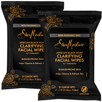Thumbnail for Shea Moisture Makeup Remover Face Wipes, African Black Soap, With Tea Tree Oil & Calendula, Removes Makeup & Dirt to Clarify Oily Blemish Prone Skin, Pack of 2, 30 Wipes Per Pack