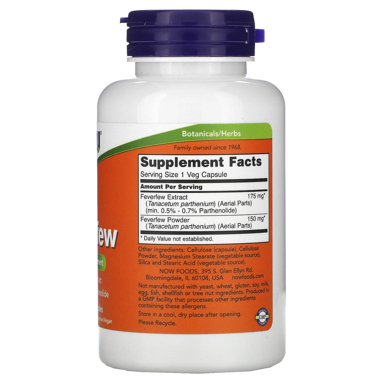 NOW Foods Feverfew Veg Capsules - 100 ct