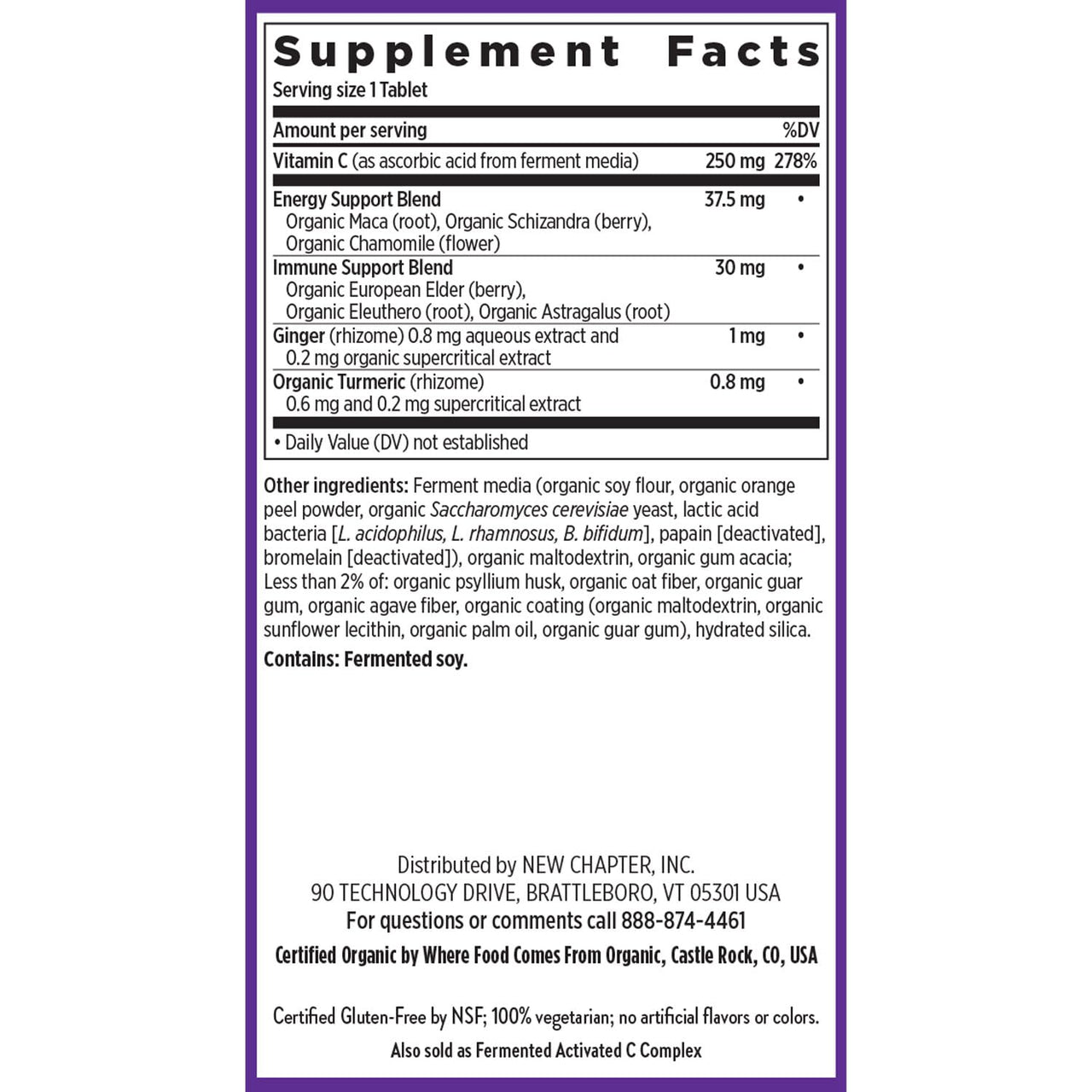 New Chapter® Vitamin C Immune Defense Supplement + Elderberry – Excellent Source of Vitamin C, One Daily Tablet for Healthy Immune Support, Made with Organic Herbs, Non-GMO, Gluten Free, 30 ct