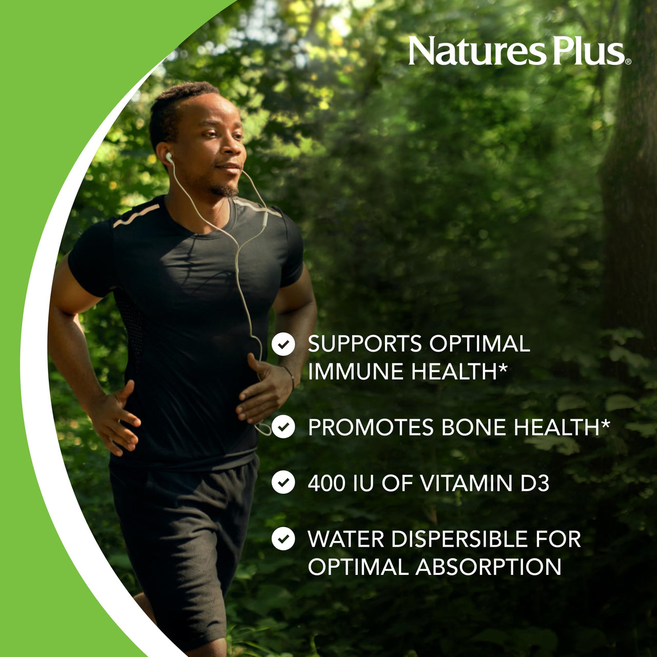 NaturesPlus Vitamin D3 400 IU - 90 Water-Dispersible Tablets - Bone Strength & Immune Support - 90 Servings
