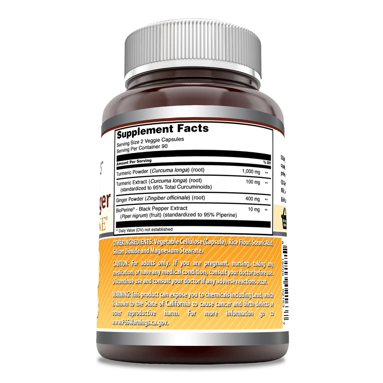 Amazing Formulas Turmeric Curcumin & Ginger with BioPerine Supplement | 1500 Mg Per Serving | 180 Veggie Capsules | Non-GMO | Gluten Free | Made in USA | Ideal for Vegetarians