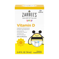 Thumbnail for Zarbee's Vitamin D Drops for Infants, 400IU (10mcg) Baby & Toddler Liquid Supplement, Newborn & Up, Dropper Syringe Included, 0.47 Fl Oz