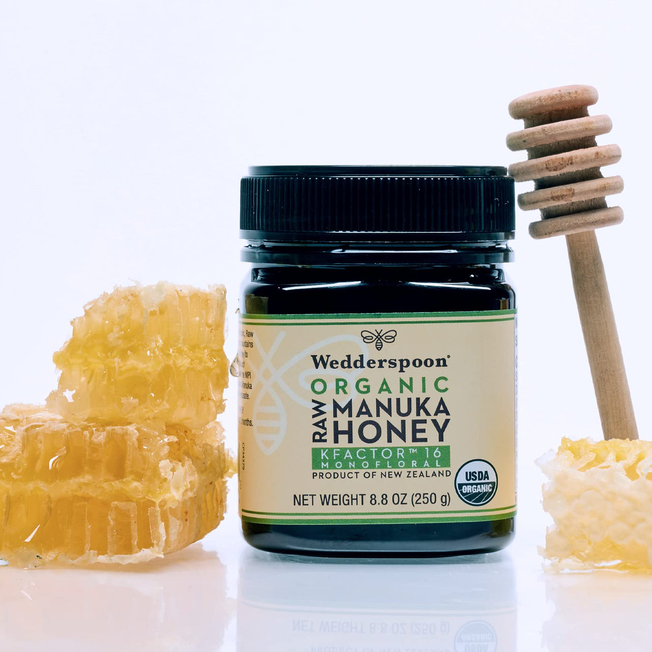 Wedderspoon Organic Raw Manuka Honey 150+ MGO, 8.8 Oz, Unpasteurized New Zealand Honey, Non-GMO, BPA-Free Jar, Superfood & Natural Wellness Support