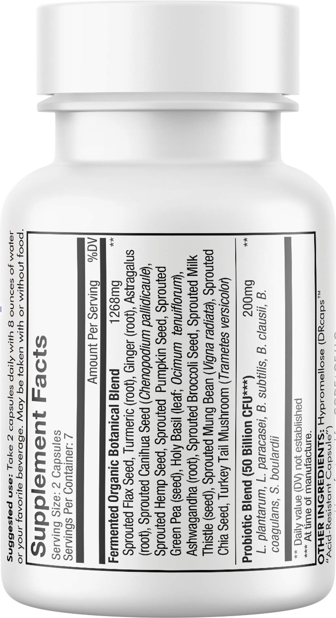 Codeage SBO Probiotics 50 Billion CFUs, Multi Strain Soil-Based Organisms, Travel Sized Shelf-Stable Probiotic Supplement, Organic Fermented Botanical Blend & Prebiotic, 7-Day Formula, 14 Capsules