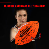 Thumbnail for Wave Runner LED Light-Up Football - Glow in The Dark Football Games- Size 10.35 in. with Pump and Batteries Included | Great for Adults, Teens & Players (Orange W/Cracks)