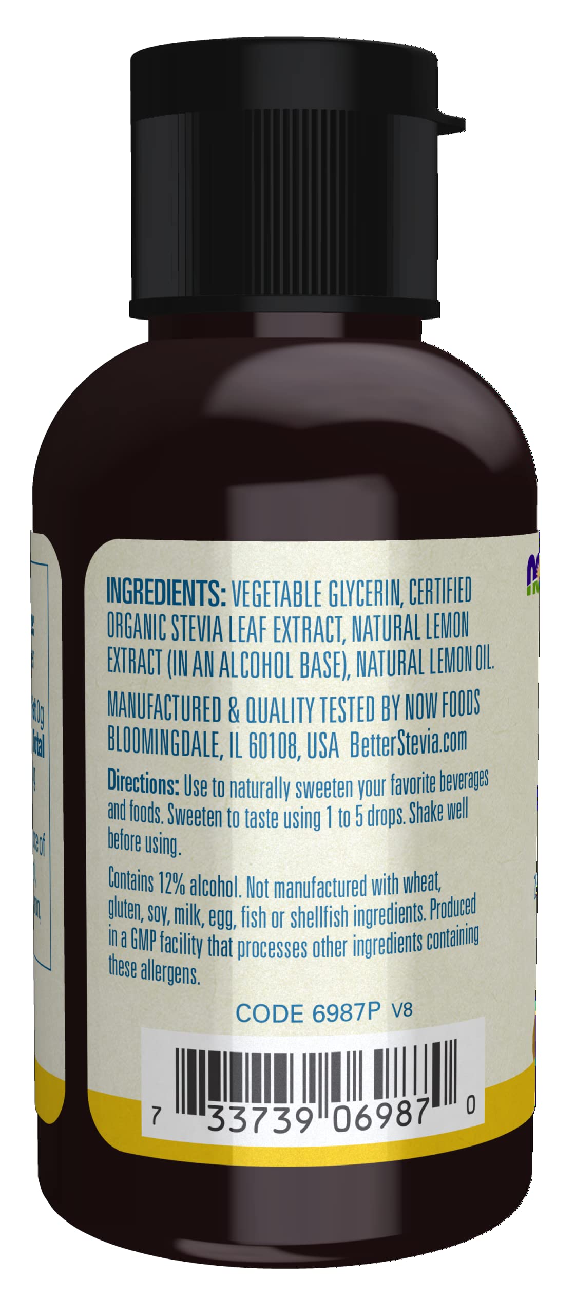 NOW Foods, Better Stevia Liquid, Lemon Twist, Zero-Calorie Liquid Sweetener, Low Glycemic Impact, Certified Non-GMO, 2-Ounce