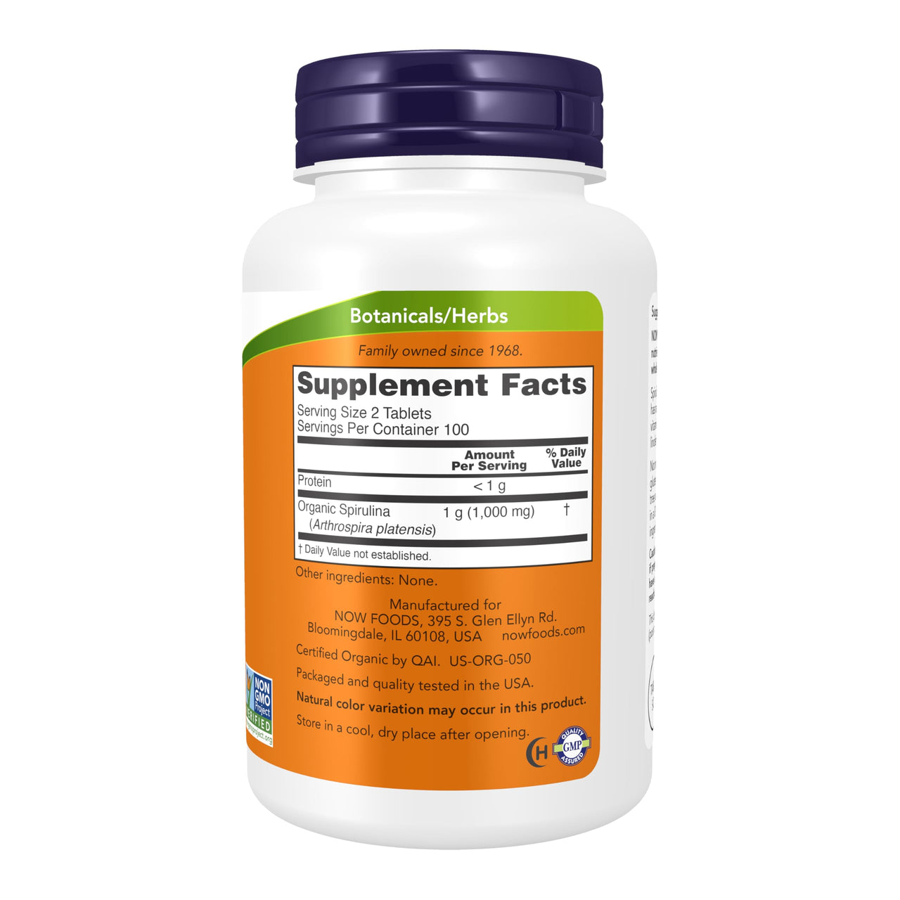 NOW Foods Supplements, Organic Spirulina 500 mg with Vitamins, Minerals and GLA (Gamma-Linolenic Acid), 200 Tablets
