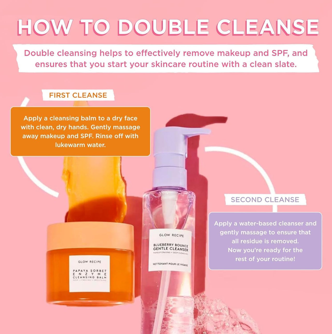 Glow Recipe Papaya Enzyme Cleansing Balm, Korean Double Cleanse First Cleanser, Makeup Remover + Cleansing Oil Balm, Gentle Exfoliating Face Cleanser, Hydrating (3.38 oz)