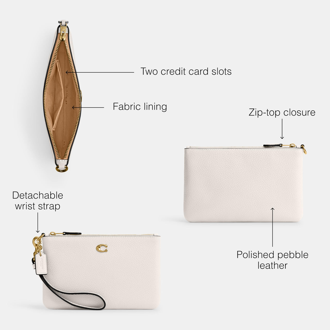 COACH Polished Pebble Leather Small Wristlet