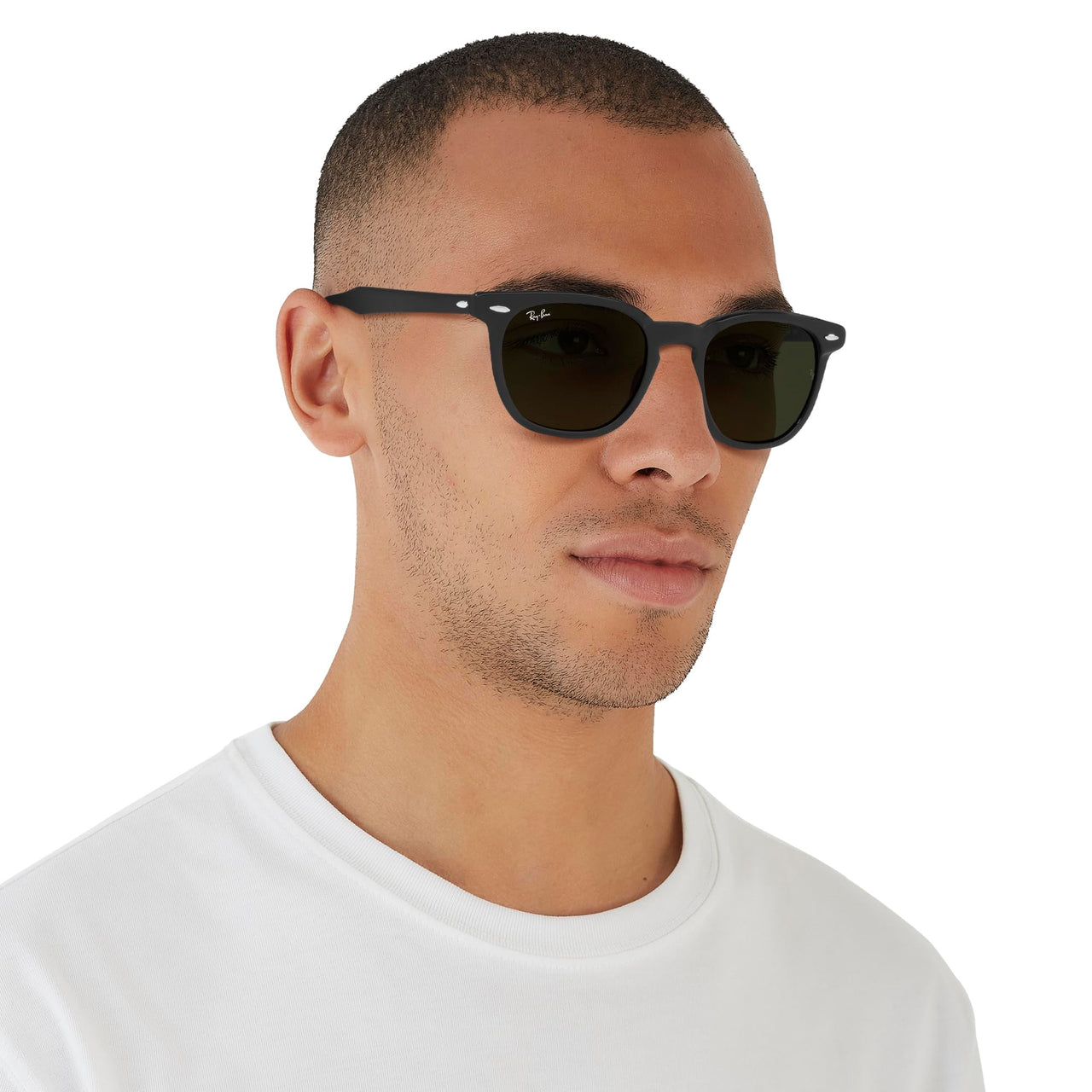 Ray-Ban RB2298 Hawkeye Square Sunglasses, Black/Green, 50 mm
