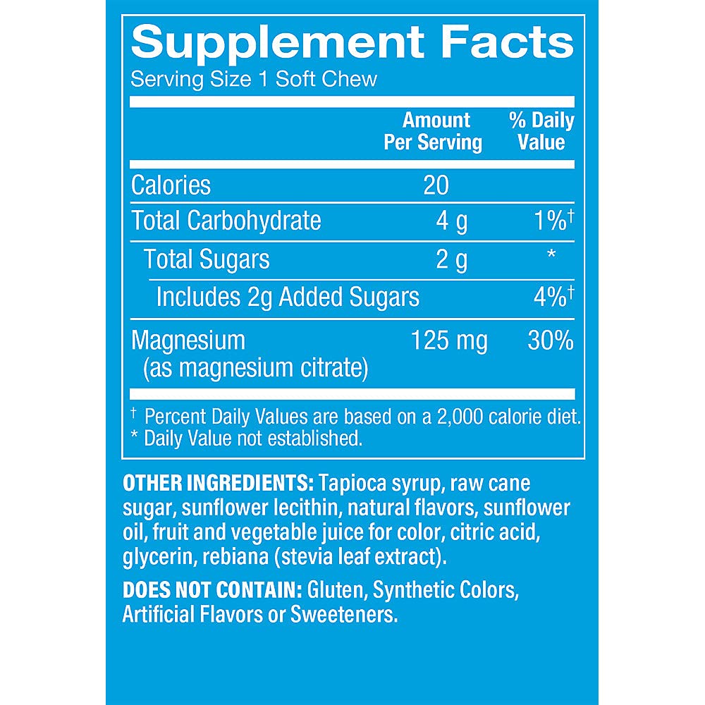 Magnesium Soft Chews - Supports Energy Production & Muscle Relaxation - Berries & Cream (60 Soft Chews)