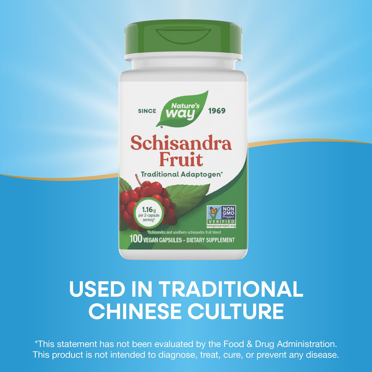 Nature's Way Schizandra Capsules, Fruit, 100 Count
