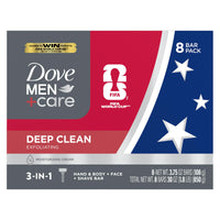 Thumbnail for Dove Men+Care Men's Bar Soap Deep Clean 8 Bars More Moisturizing Than Bar Soap Effectively Washes Away Bacteria, Nourishes Your Skin 3.75 oz
