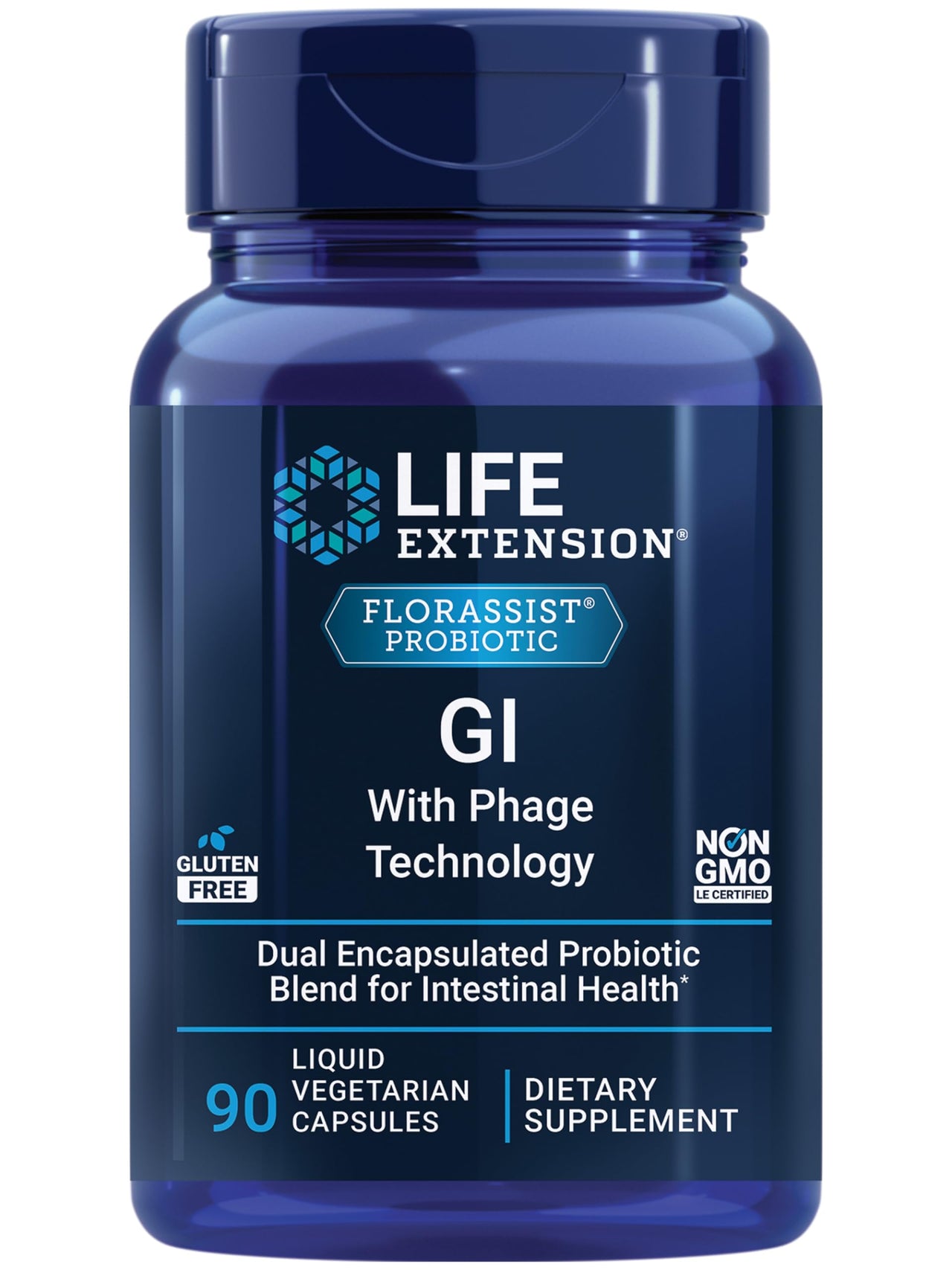 Life Extension FLORASSIST GI with Phage Technology, Digestive Health, probiotic Support, Nutrient Absorption, 7 probiotic strains, bacteriophage Blend, 90 Liquid Vegetarian Capsules