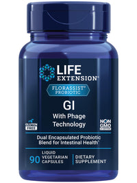 Thumbnail for Life Extension FLORASSIST GI with Phage Technology, Digestive Health, probiotic Support, Nutrient Absorption, 7 probiotic strains, bacteriophage Blend, 90 Liquid Vegetarian Capsules