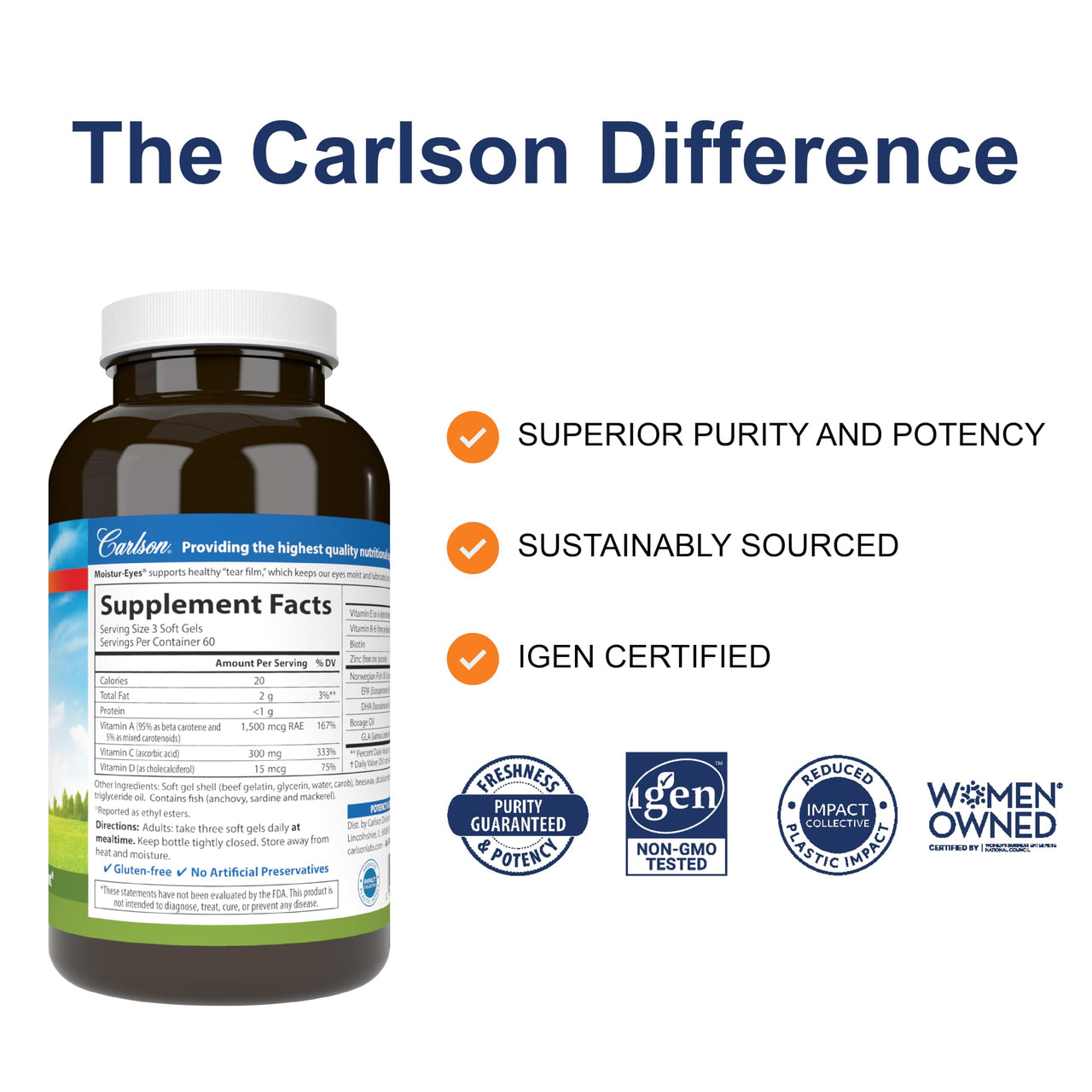 Carlson Moistur-eyes, 180 Softgels