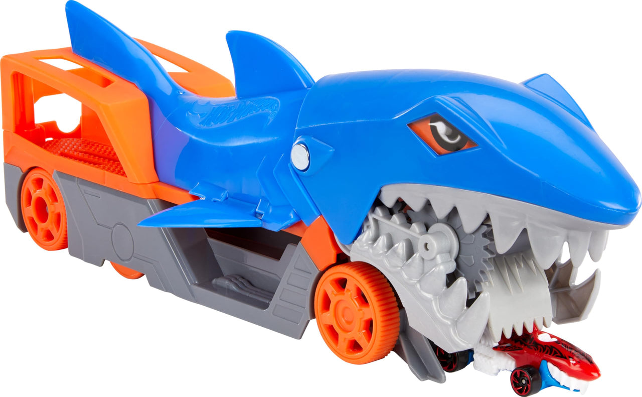 Hot Wheels Shark Chomp Transporter & Includes 1:64 Vehicle