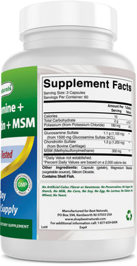 Thumbnail for Best Naturals Glucosamine Chondroitin and MSM (Non-GMO) - Promotes Joint Health - 180 Count