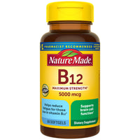 Thumbnail for Nature Made Maximum Strength Vitamin B12 5000 mcg, Dietary Supplement for Energy Metabolism Support, 60 Softgels, 60 Day Supply