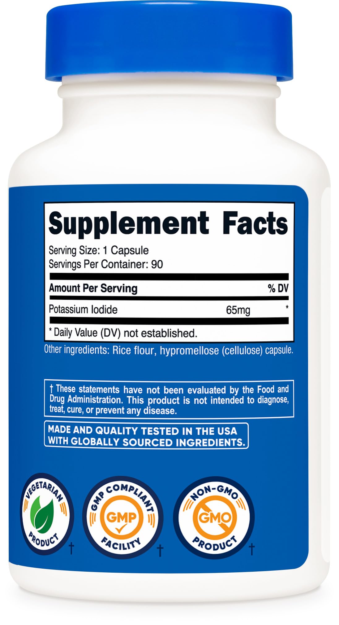 Nutricost Potassium Iodide (KI), 90 Capsules, 65mg Potassium Iodide Per Serving, Vegetarian, Non-GMO & Gluten Free