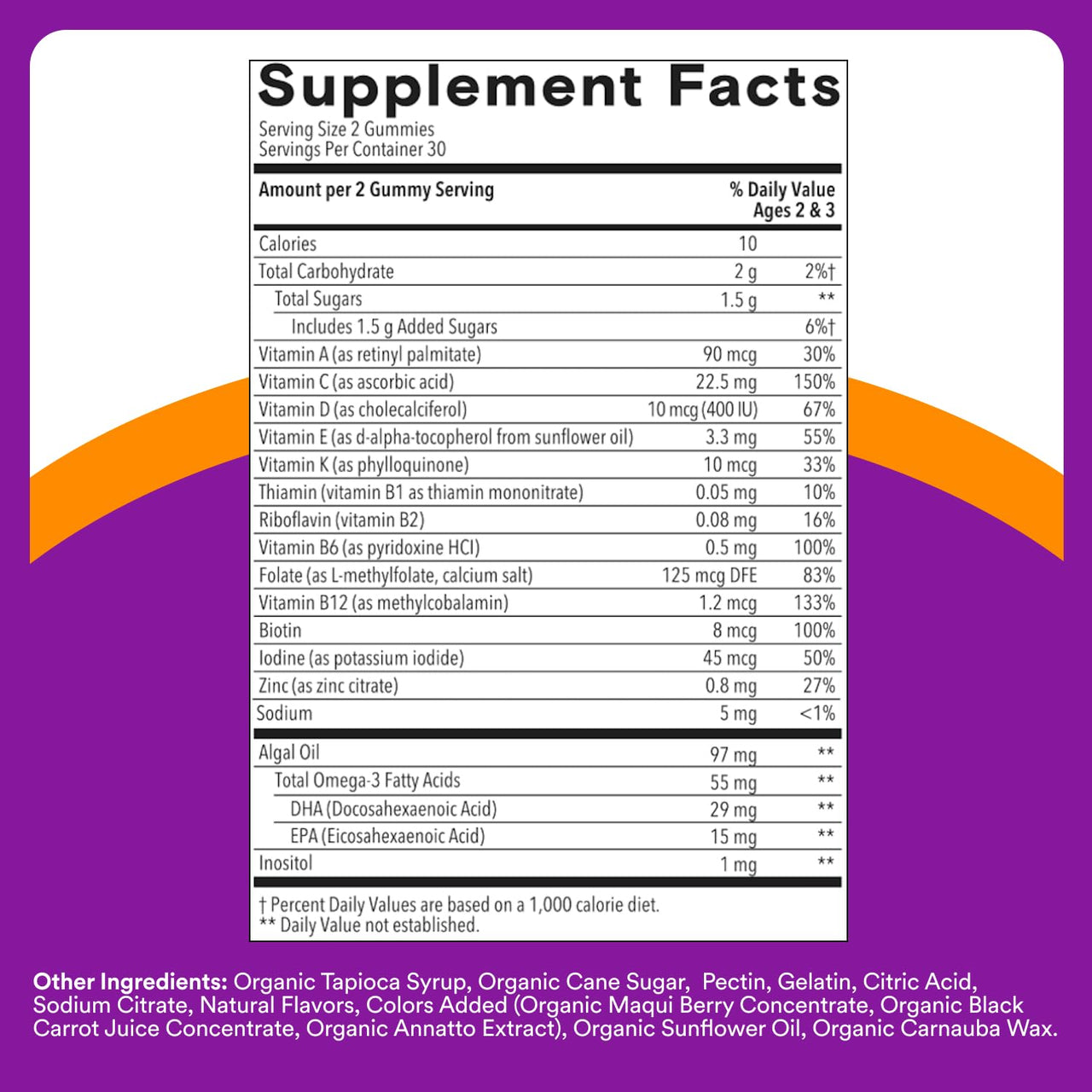 SmartyPants Toddler Multivitamin Gummies, Omega 3 (DHA/EPA), Vitamins D3, C, Vitamin B12, B6, A, K & Zinc, Biotin, Gluten Free, Three Fruit Flavors, 60 Count (30 Day Supply)