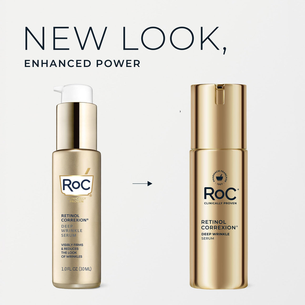 RoC Retinol Correxion Deep Wrinkle Retinol Face Serum with Ascorbic Acid, Anti-Aging Treatment for Fine Lines, Dark Spots, Post Acne Scars, 1 Oz (Packaging May Vary)