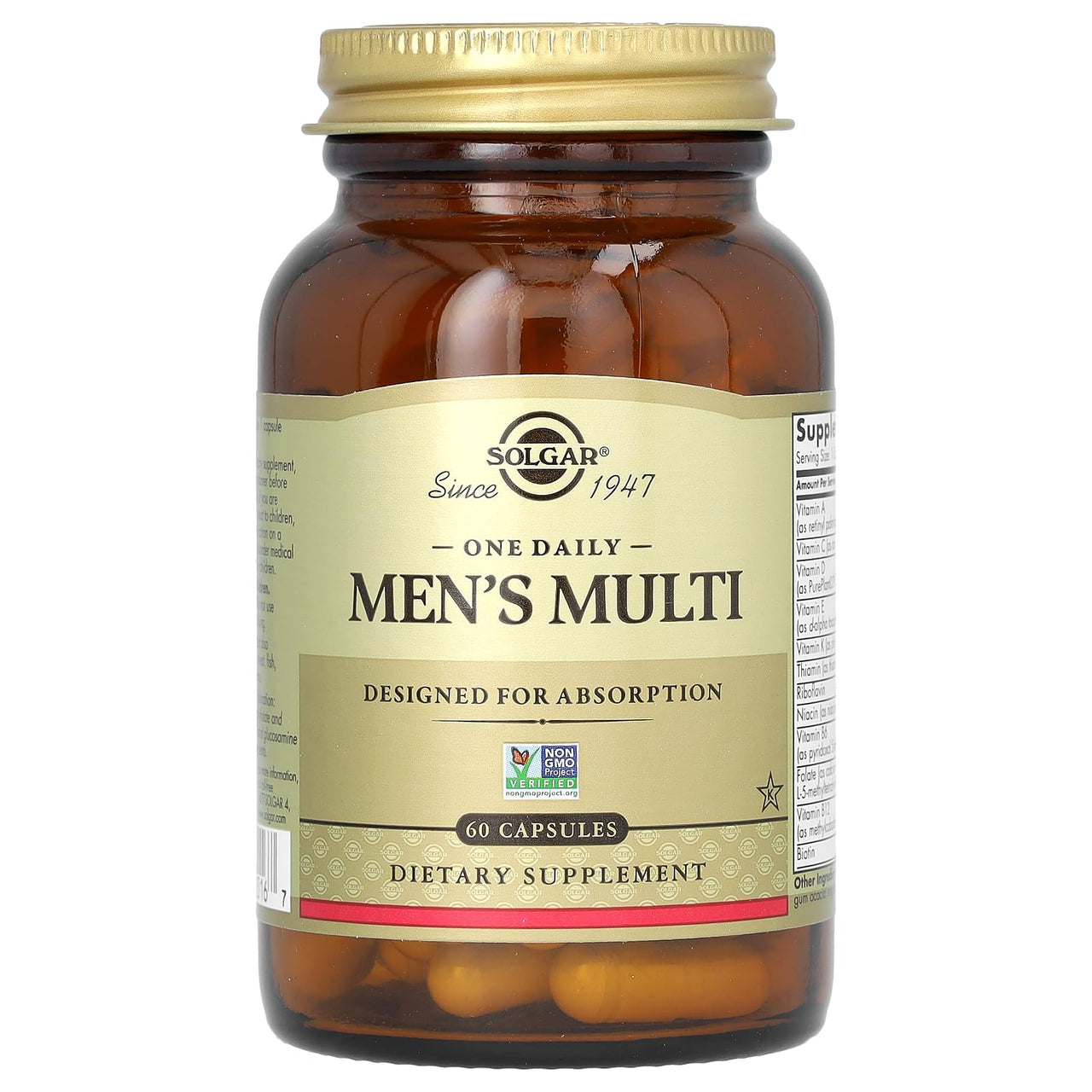 Solgar One Daily Men's Multivitamin Whole Body Support Supplement, Highly Absorbable Delayed Release One Daily Multi Vitamin Capsules for Men - Immune Heart Energy Stress & Muscle Health, 60 Servings