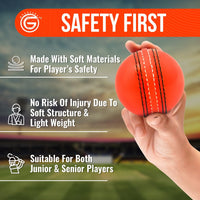 Thumbnail for ONEGlobal Soft Indoor Outdoor Incrediball Practice Cricket Ball | Rubber Cricket Ball with Soft Core & Real Stitched Seam | for Practice, Coaching, Honing Skills & Family Fun | 7 Colours (3-Orange)
