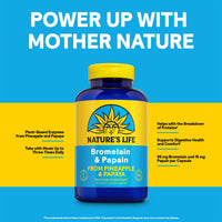 Thumbnail for Nature's Life Bromelain & Papain Proteolytic Enzyme Supplement for Men & Women - From Pineapple & Papaya, Digestive Health Support Veg Caps, Bromelain 250 mg and Papain 250 mg - 250 Capsule CT