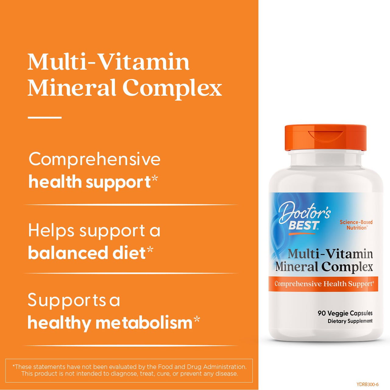 Doctor's Best Multi-Vitamin Mineral Complex - Daily Vegan Multivitamin for Women & Men, Vitamins A, C, D3, E, K2, Riboflavin, & Niacin, Health Support Supplement for Adults, Non-GMO - 90 Veg Capsules