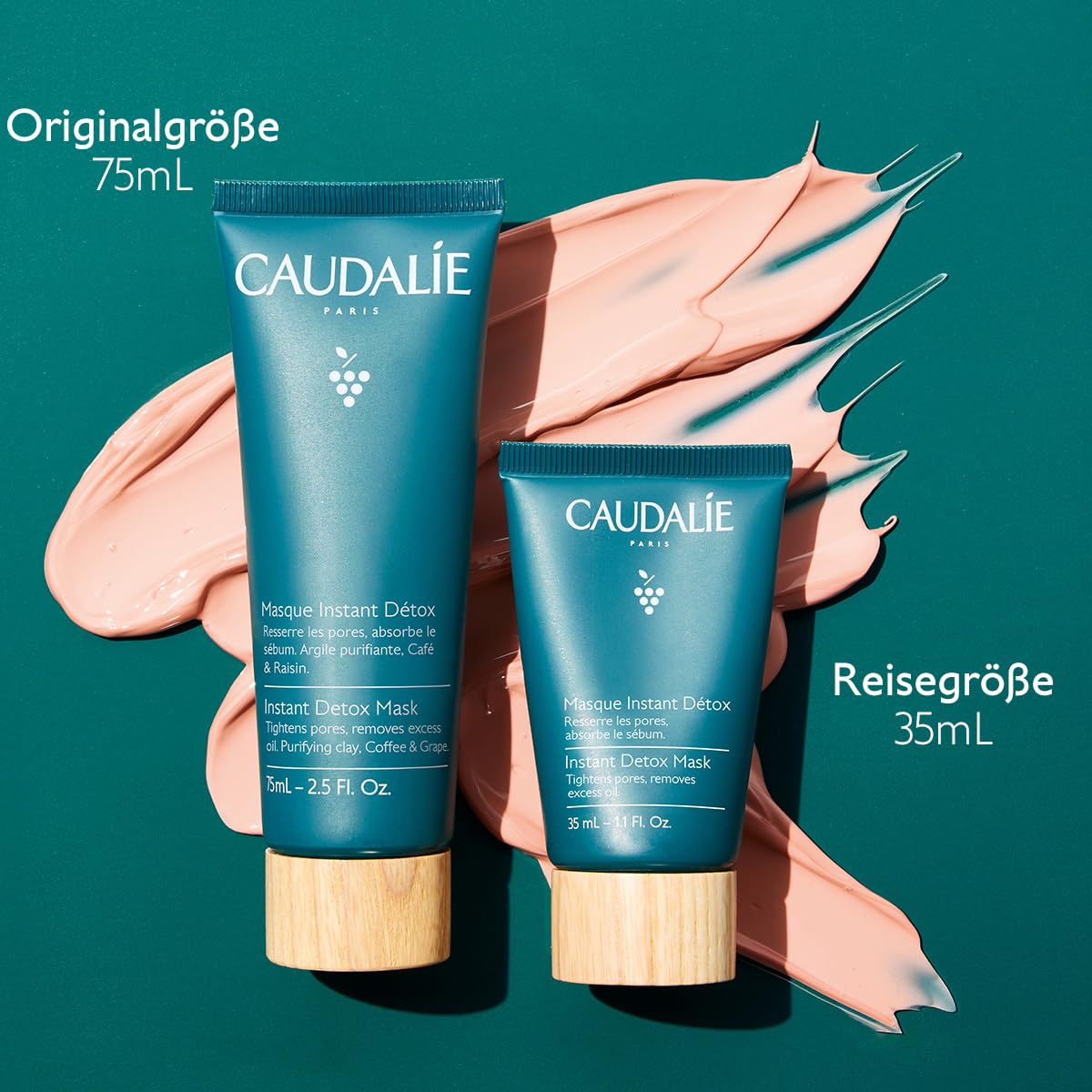 Caudalie Instant Detox Mask, Pore Minimizing Clay Mask, Visibly Eliminates Excess Sebum and Visibly Tightens Pores in as Little as 10 Minutes, 2.5 Fl Oz