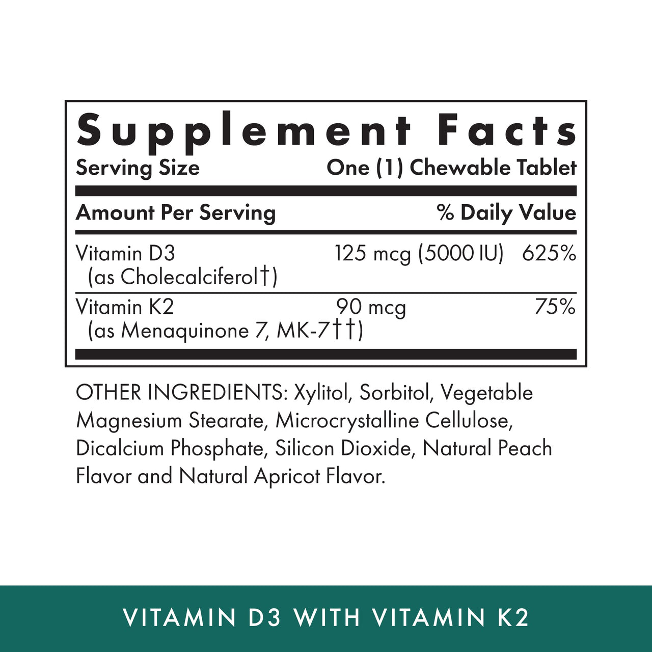 Michael's Naturopathic Progams Vitamin D3 5000 IU with Vitamin K2 Tablets, 90 Count