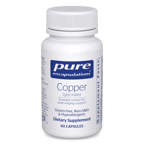 Pure Encapsulations Copper Glycinate 60's - 2 mg Copper Supplement, Supports Red Blood Cell Formation* - Aids Energy Metabolism - Non-GMO & Vegan - 60 Capsules