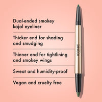 Thumbnail for ICONIC LONDON Smokey Eye Duo Eyeliner | Creamy, Easy to Blend 2-in-1 Eyeliner Crayon, Water Resistant, Cruelty Free, Vegan Makeup (Juniper Green) 0.027 oz